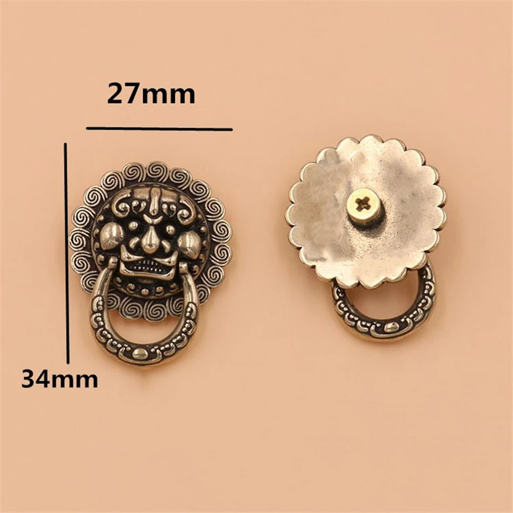 

vintage solid brass leather craft wallet screws rivet lion mythical creatures design decoration chain button 3pcs/lot