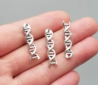 30pcslot 28x7mm dna pendants antique silver plated science gene helix charms diy supplies jewelry accessories