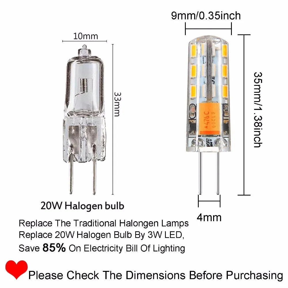 10pcs G4 Base 24 LED Light Bulb Lamp 1.5 Watt AC DC 12V/10-20V Non-dimmable Equivalent to 10W T3 Halogen Track Replac ST134 | Лампы и