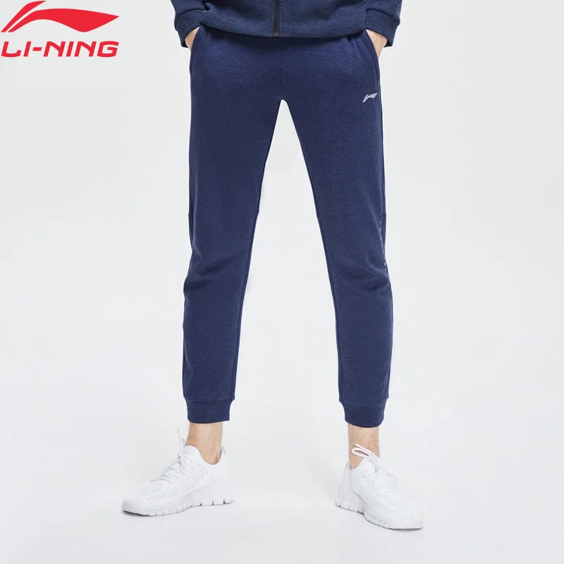 Li-Ning, мужские тренировочные штаны, удобные, обычные, 70% хлопок, 30% полиэстер, подкладка, спортивные штаны, брюки AKLP147 MKY505