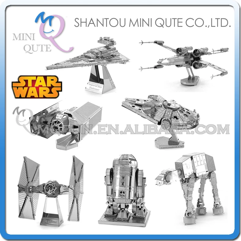 1 шт. мини Qute 3d-металла головоломки звездные войны AT-AT R2D2 галстук истребитель