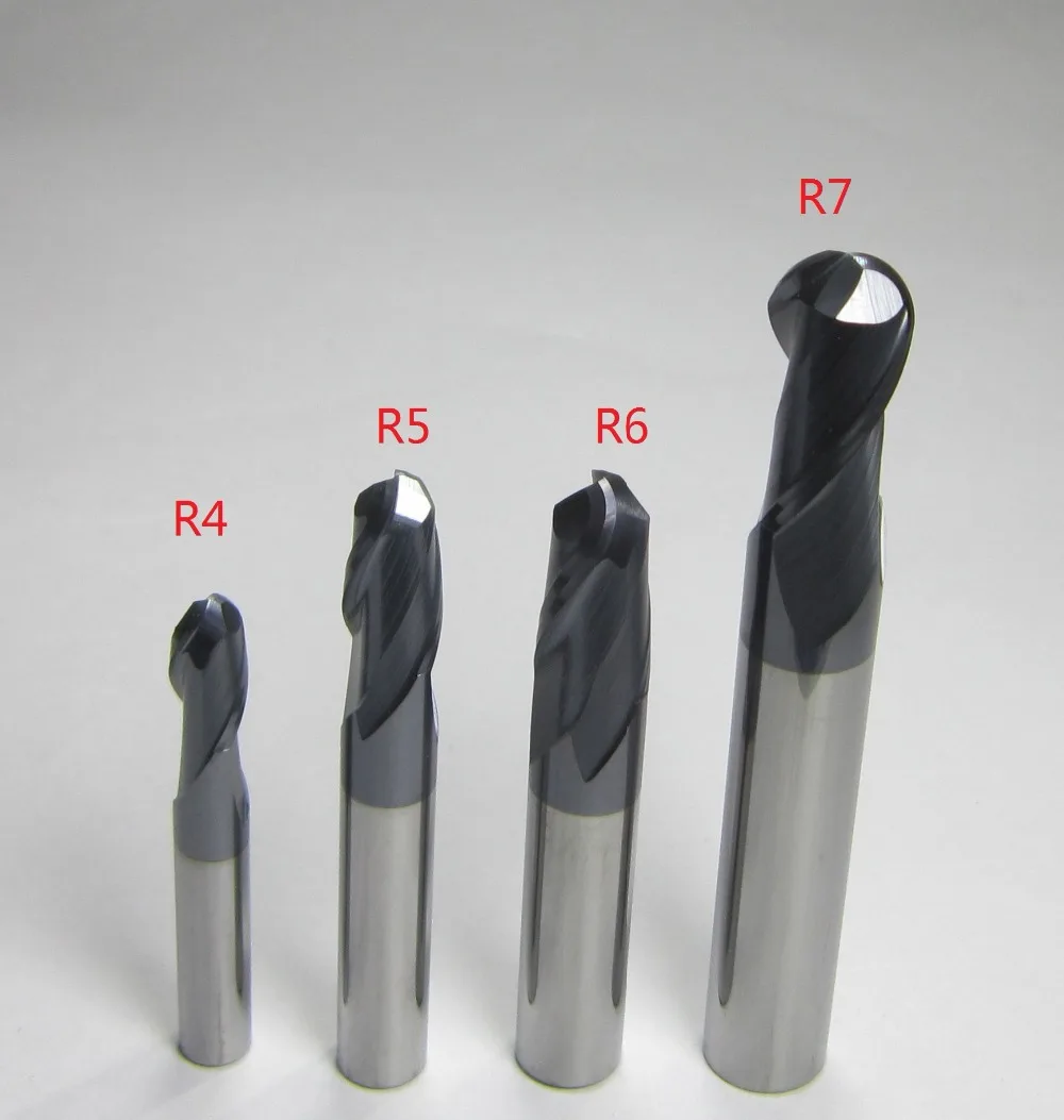 4 шт. диаметр 8 мм 10 12 14 R4 R5 R6 R7 HRC45 2 Флейта Карбид Концевые Фрезы с ЧПУ фреза для