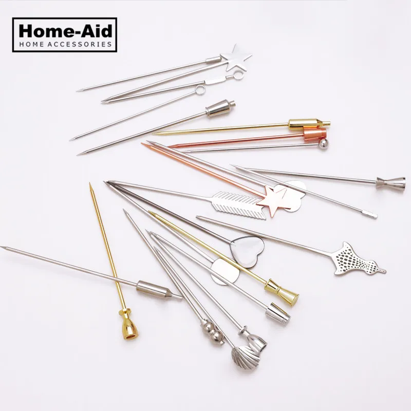 3ps Cocktail Pick Stainless Steel Fruit Sticks Bar Tools Drink Stirring Martini Picks Party Wedding Accessory | Дом и сад