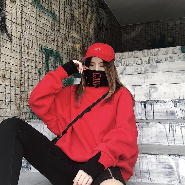 Autumn Winter Korean Women's Clothing Runaway Harajuku Oversize Hoodies High Collar Long Sleeve Loose Top Sweatshirt Pullover