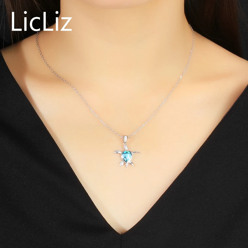 Женское колье из серебра 925 пробы с голубым огненным опалом|necklace collar|necklace charmnecklace