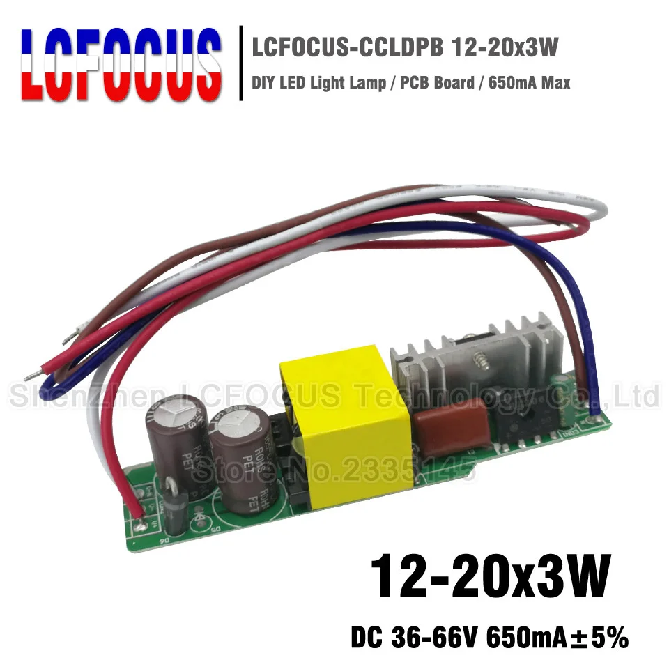 Светодиодный драйвер 2 шт. 12 20x3W 650mA 36 66V 45 48 54 60 W светильник ing Transformers для 36W 45W 48W 54W