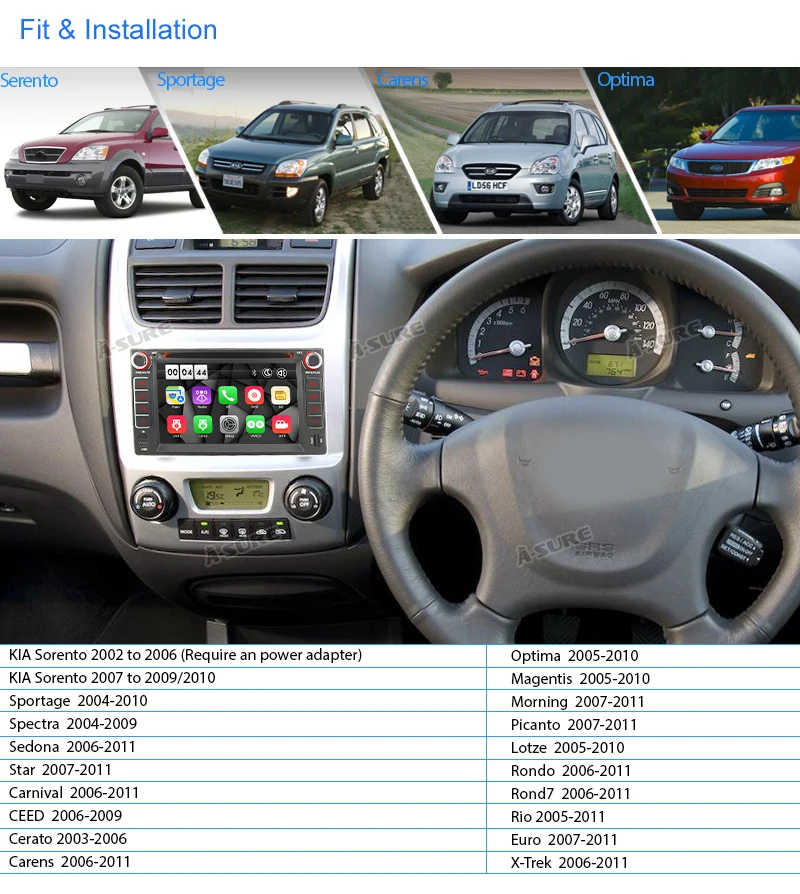 A-Sure 6,2 ''2 Din Авто радио gps Navi для KIA Carens Carnival Rio SPORTAGE SORENTO CERATO Optima Ceed 2008 Picanto Spectra