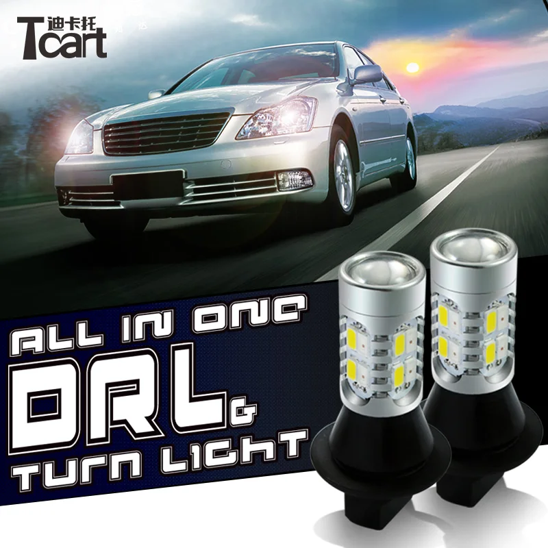 Светодиодные дневные ходовые огни Tcart 7440 T20 WY21W для chevrolet поперечные аксессуары