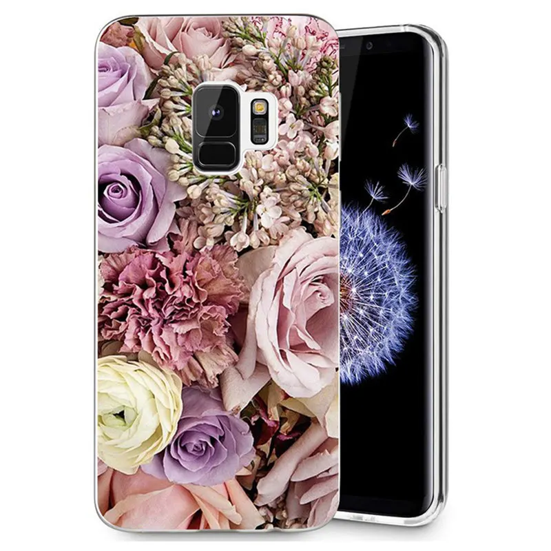 For Samsung Galaxy S9 S9Plus S8 Plus S7 edge J500 A3 A5 2017 TPU Colorful Flora Flower Face Painted Silicone Case Fundas E079 |