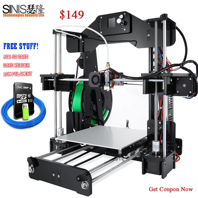 Upgraded i3 Sinis Z1 3d Printer 1.44&quot Screen Black Machine Reprap Smart Leveling 3D DIY Kit With PLA Filament | Компьютеры и офис