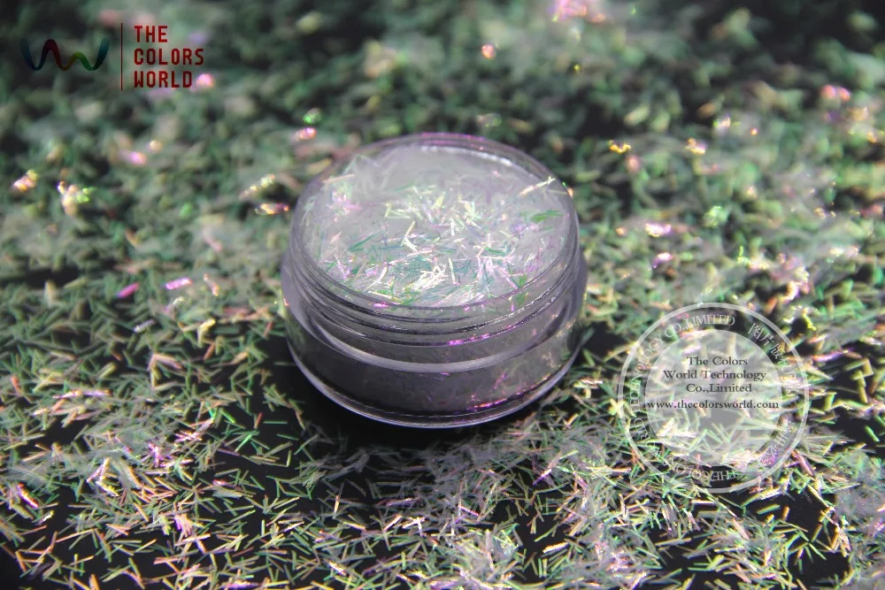 TCR325 белый цвет с переливающимися фиолетовыми и зелеными полосками коротким