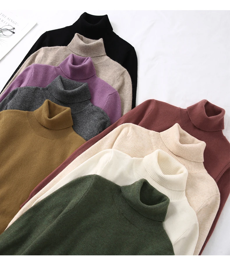 2018 Cashmere Sweater Women Turtleneck Women's Knitted Winter For Warm Sweaters Female | Женская одежда