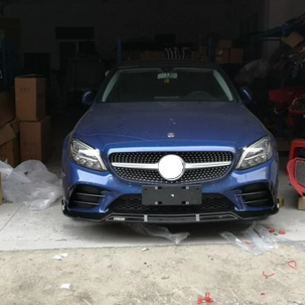 ABS Черная передняя бампер подбородок губ протектор для Benz W205 4DR C205 2DR S205 5DR C180 C200 C300 C43 с Amg посылка