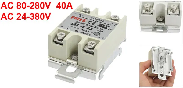 AC-AC 40A 80-280VAC 24-380VAC SSR-40AA серый твердотельные реле DIN рейка крепление