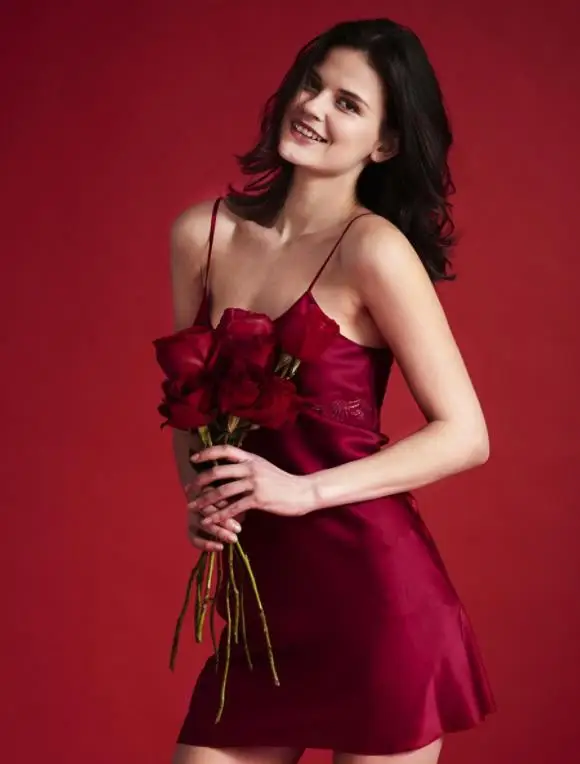 red L 3-piece set Xiaomi Mijia шелк натуральный комфорт шелковые пижамы домашний халат для взрослого дышащая Пижама дамское сексуальное нижнее белье из трех частей умный дом - Цвет: red L 3-piece set