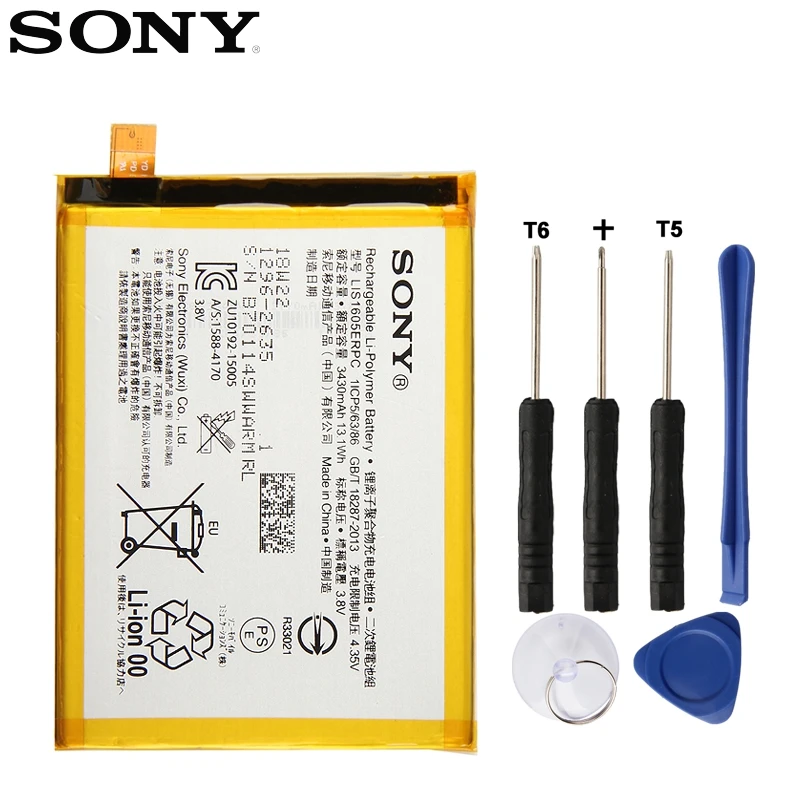 Оригинальная сменная батарея sony LIS1605ERPC для sony Xperia Z5 Premium Z5P Dual E6853 E6883 настоящая батарея для телефона 3430 мАч