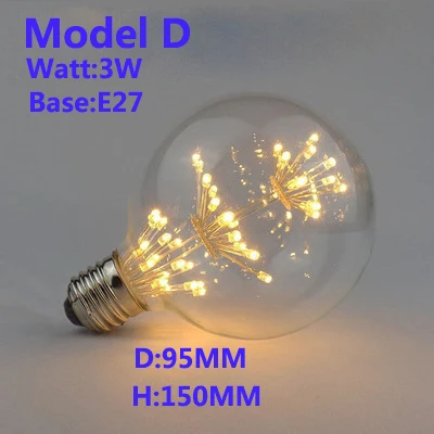 Винтаж СВЕТОДИОДНАЯ Лампа 220 V-240 V Крытый e27 декоративный светильник лампа светодионая лампа для дома Кафе Ресторан украшения 3 Вт ST64 Светильник лампы - Цвет: Model D