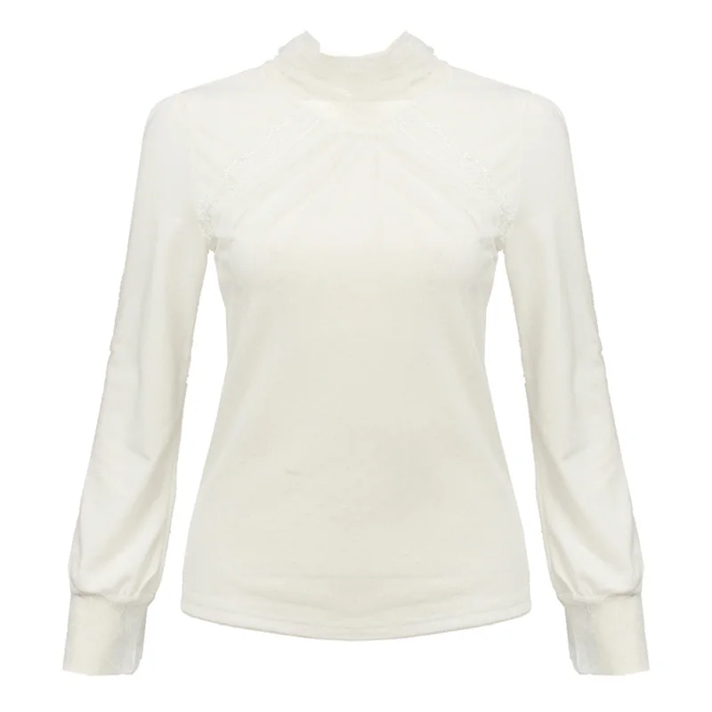 Женский зимний эластичный теплый свитер с рукавами-фонариками и высоким