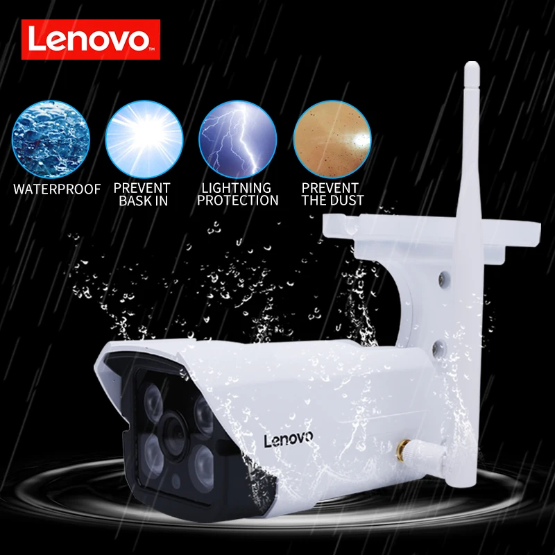 Наружная водонепроницаемая IP камера LENOVO 720P беспроводная видеонаблюдения с Wi Fi