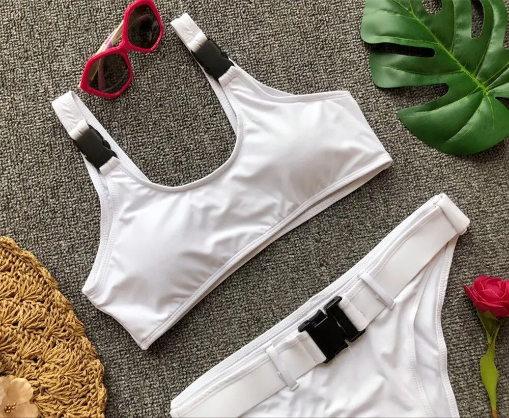 Женский купальник бикини пуш ап Пряжка для купания женский 2018 Высокая Талия