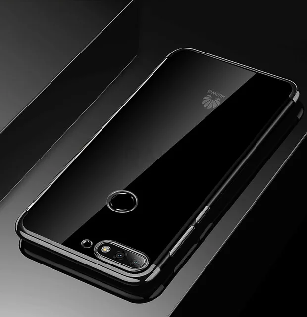 Роскошный чехол для Honor 7A Pro Чехол Мягкий Бампер прозрачное покрытие Прозрачный Силикон ТПУ чехол для huawei Honor 7C Honor 7C 5,7 дюймов - Цвет: black