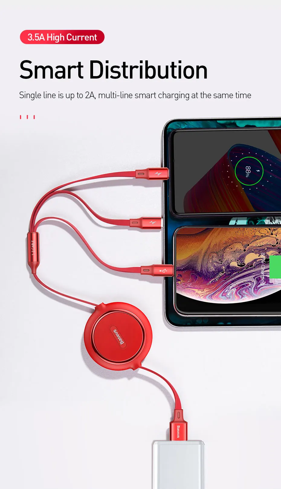 Baseus 3 в 1 СВЕТОДИОДНЫЙ модуль панели управления Usb type C и iP Кабель зарядного устройства для iPhone samsung huawei Usb C кабель для зарядного устройства мобильного телефона