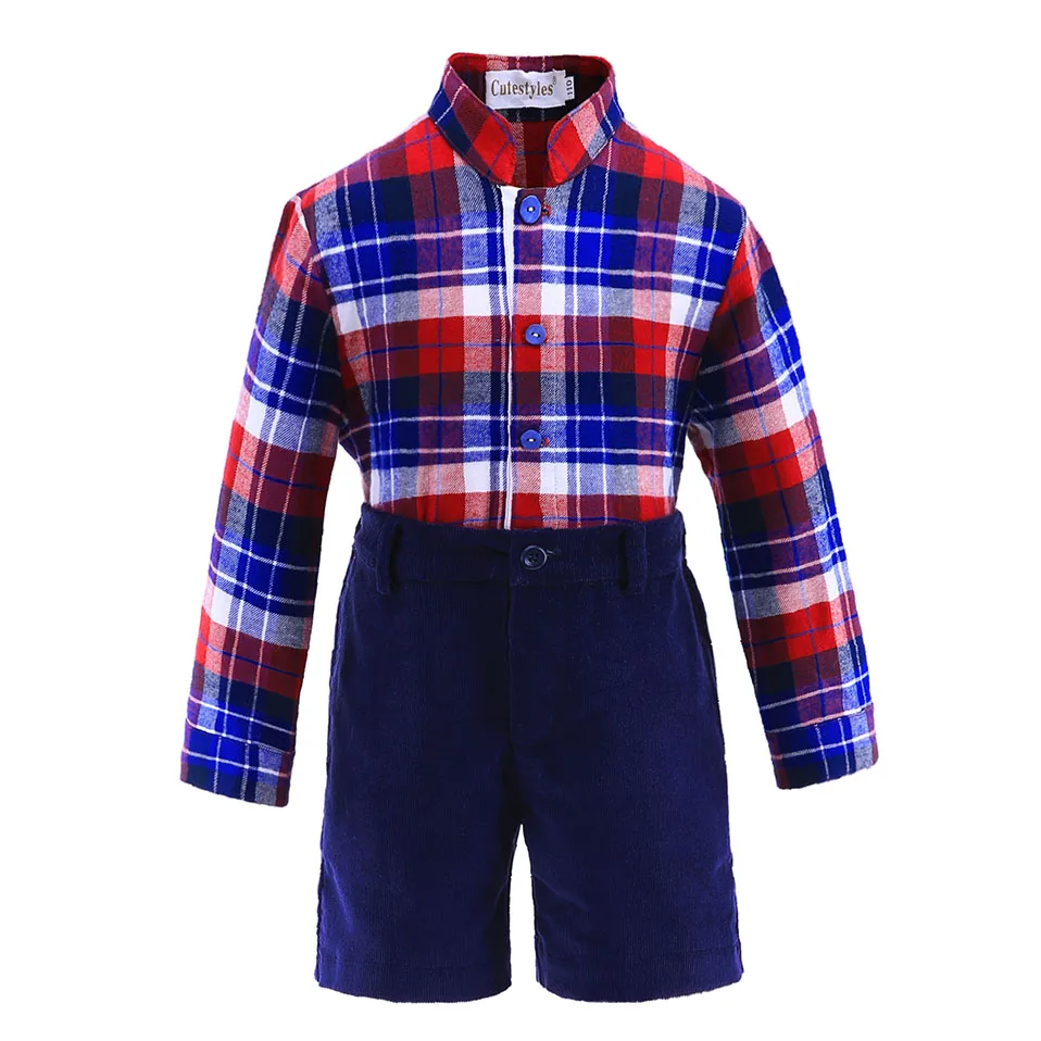 Cutestyles/ Модный комплект детской одежды для мальчиков, маленькие мужские рубашки и Синие Клетчатые шорты Детская одежда для мальчиков, B-DMCS908 - Цвет: Черный
