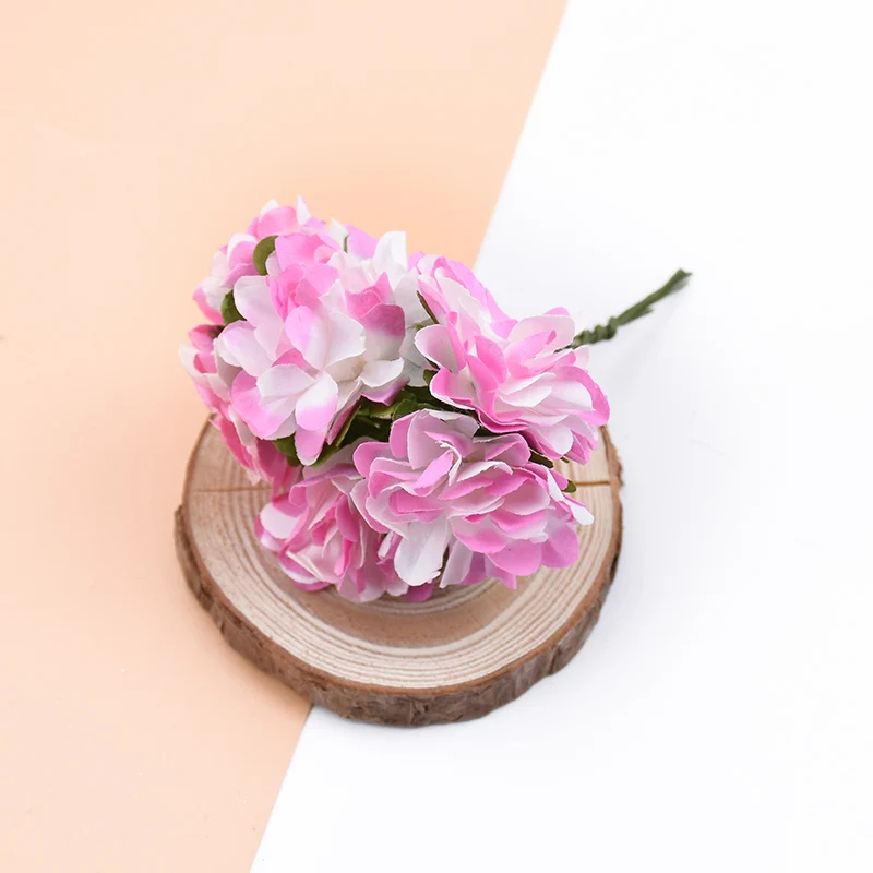 pink 6 шт., искусственные растения, бумажные цветы, декоративные цветы, венки, свадебный Декор для дома, гвоздика, скрапбук, сделай сам, Подарочная коробка, Рождество - Цвет: pink