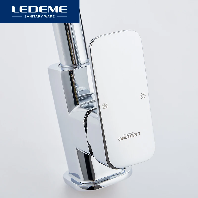 LEDEME Chrome Новый Кухня кран раковина смеситель поворотным носик классический
