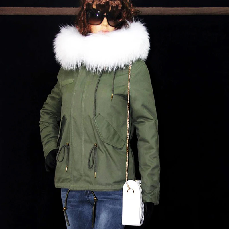 2018 зимняя куртка женская армейская зеленая парка с толстым большим воротником из