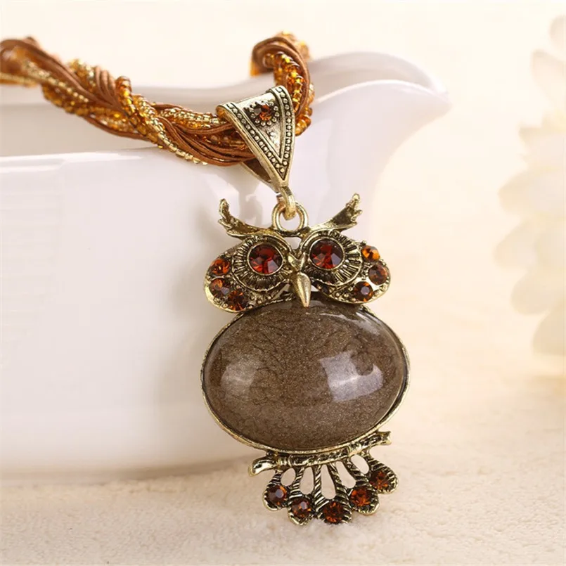 Olaru Vintage Bohemia Owl Pendant Neecklace Ethnic Woman Beads Collar Statement Necklaces New Fashion Jewelry Accessories HOT | Украшения и