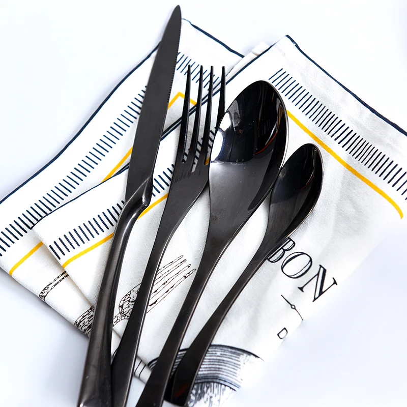 Набор столовых приборов черного цвета из нержавеющей стали 4 шт./лот 18/8|luxury cutlery