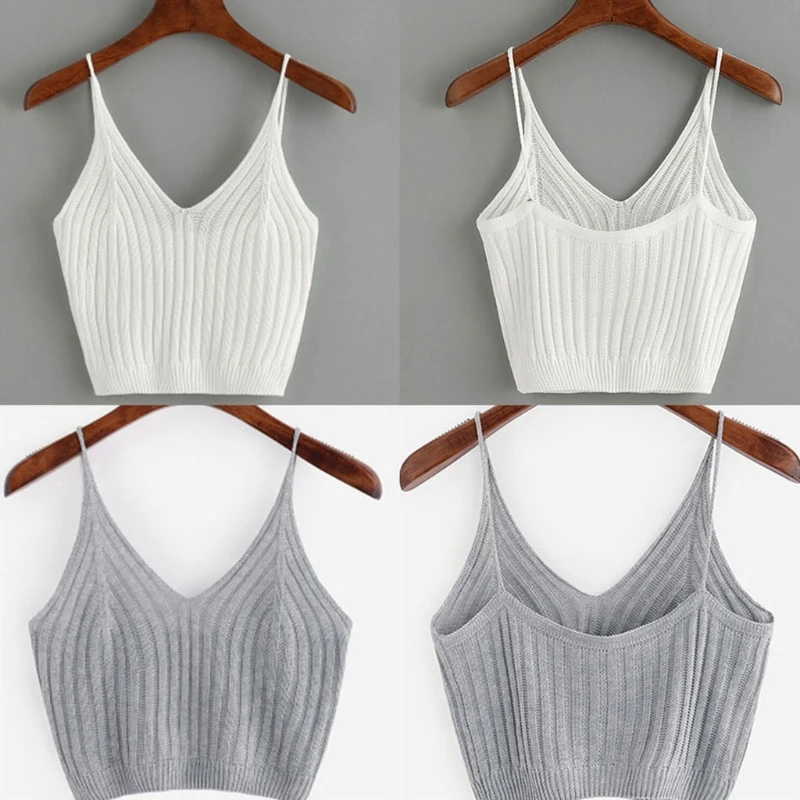 

Fashion Women Summer Basic Tops Sexy Strappy Sleeveless Racerback Crop Top 2021 Female Casual Solid Color Ribbed Knit Short Vest