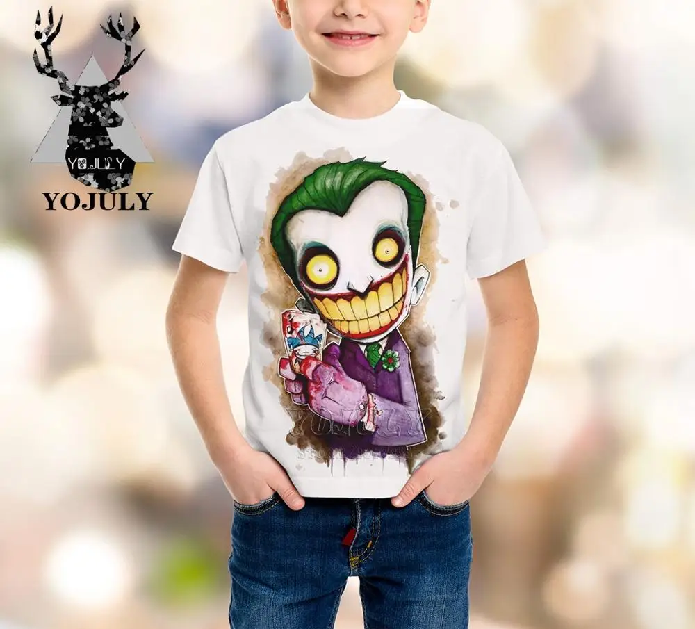 7 YOJULY/Новинка, детская одежда с 3d принтом из фильма «Джокер клоун» для маленьких мальчиков и девочек-подростков детская футболка горячая Распродажа, модные футболки Modis, A208 - Цвет: 7