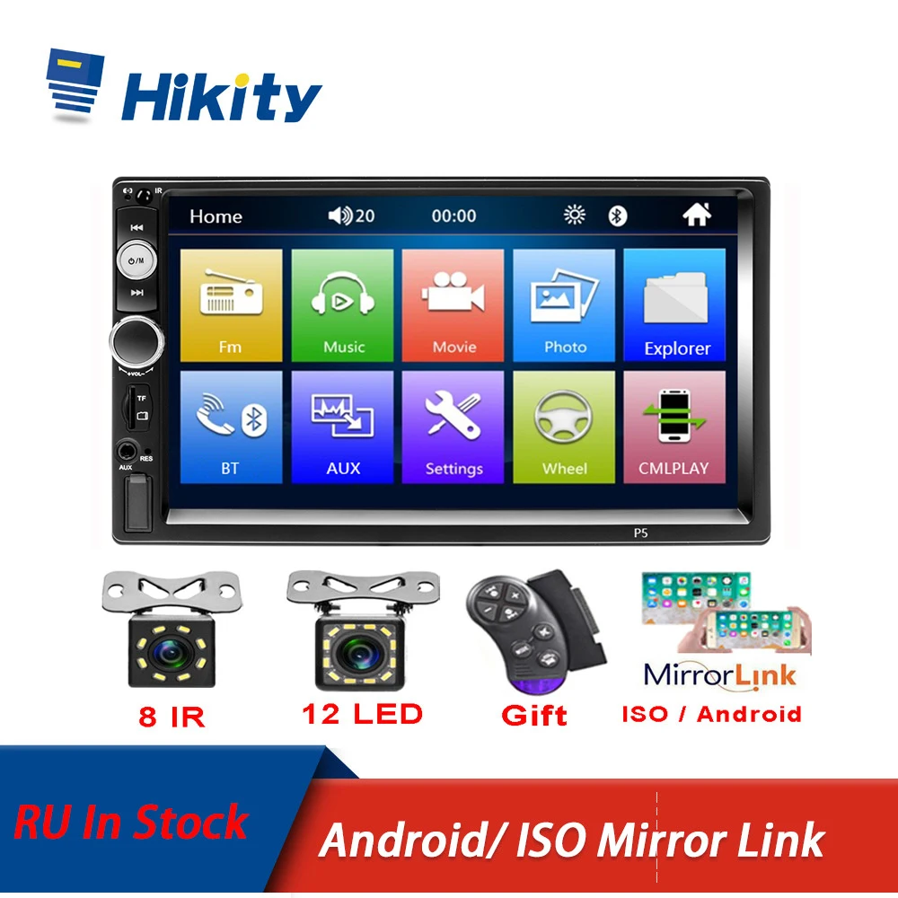 Hikity Авторадио Зеркало Ссылка 2 din автомагнитола " HD сенсорный экран стерео Bluetooth Авто аудио MP5 плеер камера заднего вида