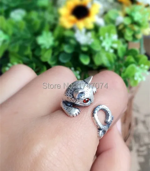 Новое уникальное Трендовое регулируемое кольцо с кошечкой Китти античное