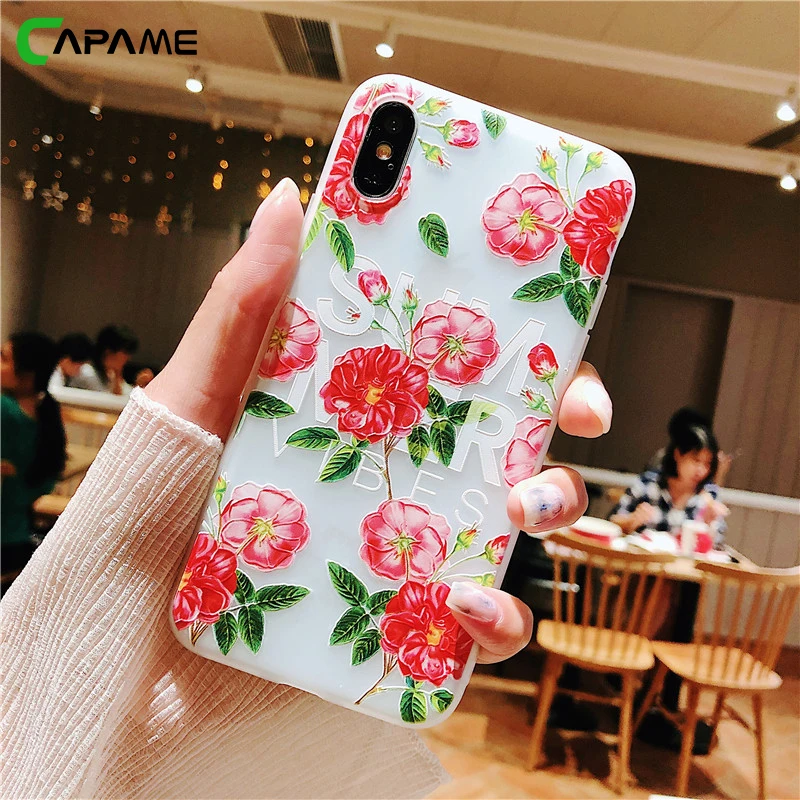 CAPAME Funda For iphone 6 Case 6S 7 8 Plus 5 5S SE Floral Cover TPU Phone Cases X Xs Max Xr Capa |