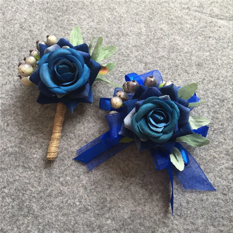 Groom Boutonniere Bride Wrist Corsage Artificial Hand Wedding flower Bouquet Accessories Prom Party man Suit Decoration | Дом и сад
