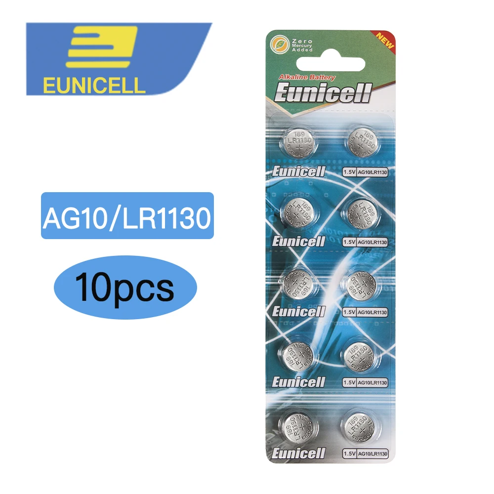 

10Pcs/lot Batteria AG10 LR1130 Alkaline Battery Button Cell Battery 1.5V Cell Coin Batteries for Watch Toys Car Key Remote