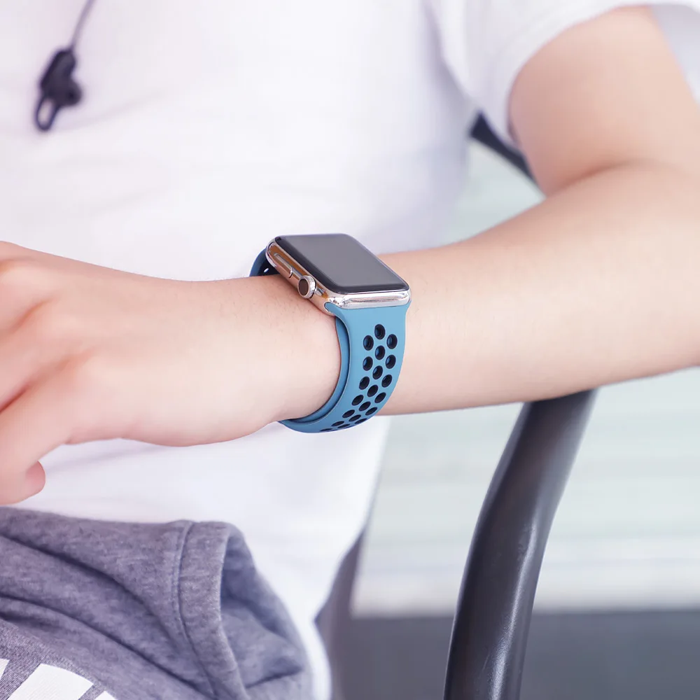 Силиконовый ремешок для часов apple watch Band 42 мм 38 iWatch 4 band 44 40 спортивный браслет 3 2 1
