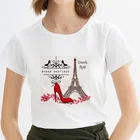 Футболка женская, летняя, белая, с принтом Эйфелевой башни