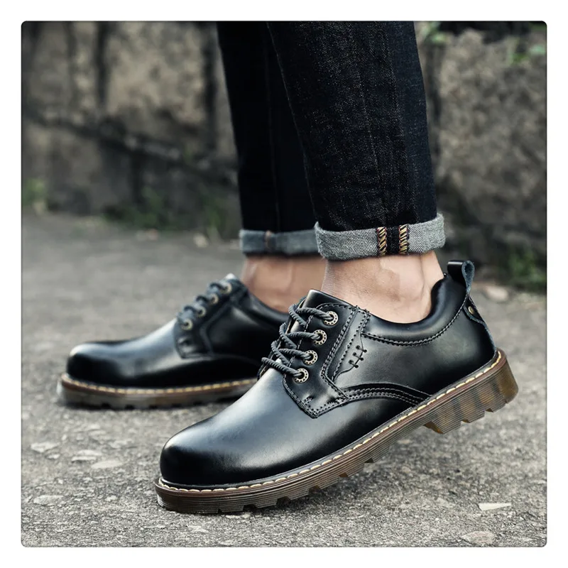 URBANFIND/Мужская обувь из натуральной кожи; модные оксфорды; размеры 38-45; рабочие ботинки; дизайнерская мужская кожаная повседневная обувь; Цвет черный, коричневый