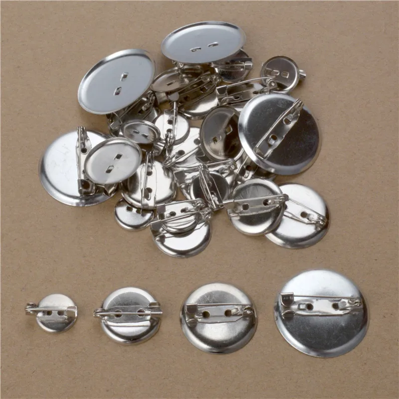

50PCS Paste Size:13 19 24 29MM Rhodium Iron Disc Round Shaped Brooch Base With Pins Diy Jewelry Findings Accessories