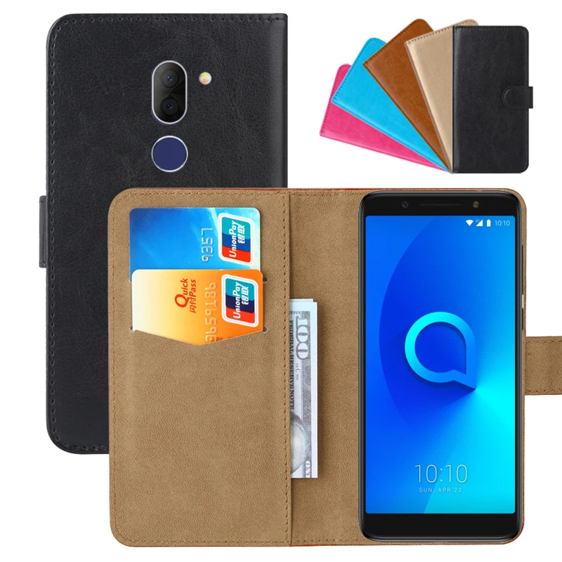 

Luxury Wallet Case For Alcatel 3X 5058[IY] PU Leather Retro Flip Cover Magnetic Fashion Cases Strap