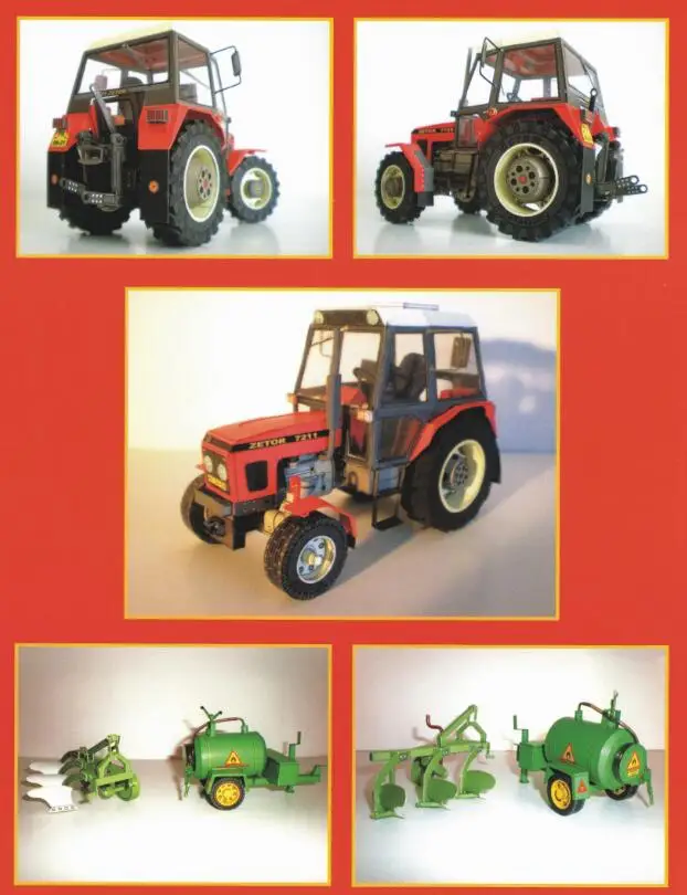 Строительная техника Zetor 7745/7211 трактор 3D бумажная модель сделай сам игрушка