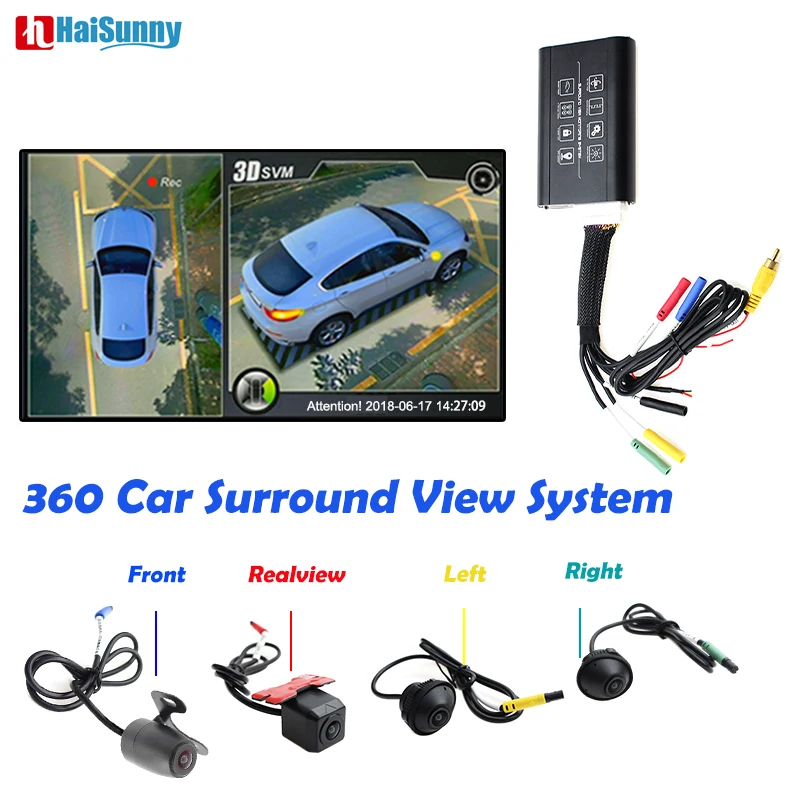 HaiSunny 3D HD 360 автомобильная система объемного обзора наблюдения за птицами 4 камеры