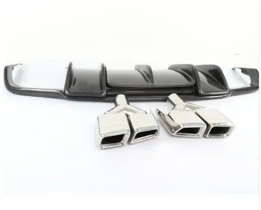 Карбоновое волокно заднего багажника для губ бампер Защита выхлопного отверстия