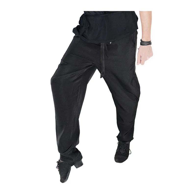 Брюки для латинских танцев N3004 черные белые с кисточками|latin dance pants|mens ballroomlatin |