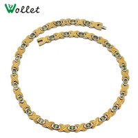 wollet jewelry yellow crystal gold color germanium infrared magnetic titanium necklace for women