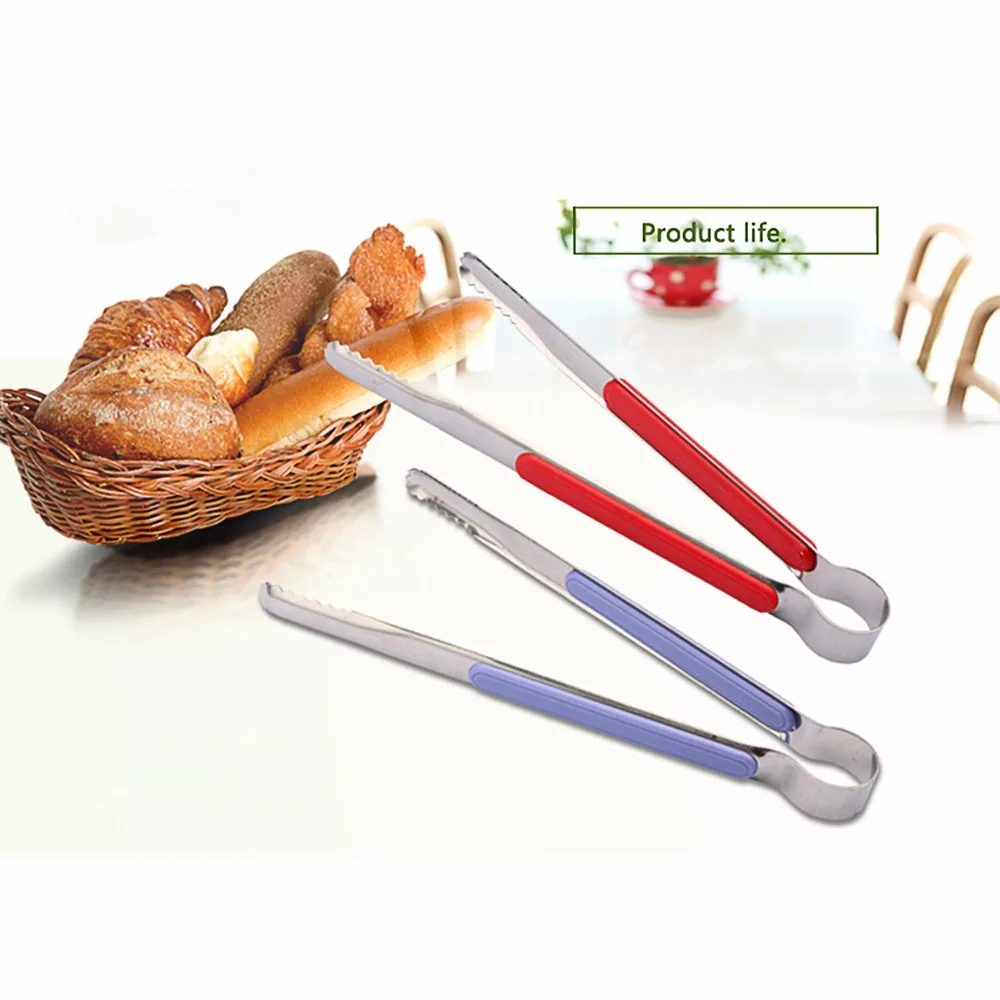 1PCS Waffle Tongs Clamp Stainless Steel Sandwiched Meat Bread Food Clip BBQ With ABS Handle Skidproof Color random | Бытовая техника